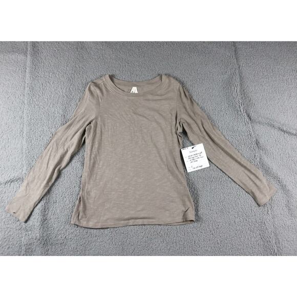 New Pact Organic Womens Small Brown T Shirt Slub Long Sleeve Tee Sample - Picture 1 of 7